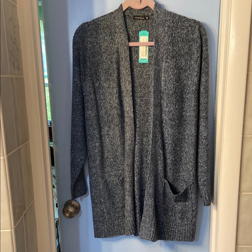 Staccato Women's Gray Open-Front Cardigan